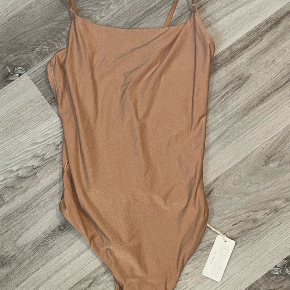 aerie smoothez tan scoop bodysuit buttery smooth light is air barely there suit - Picture 4 of 6